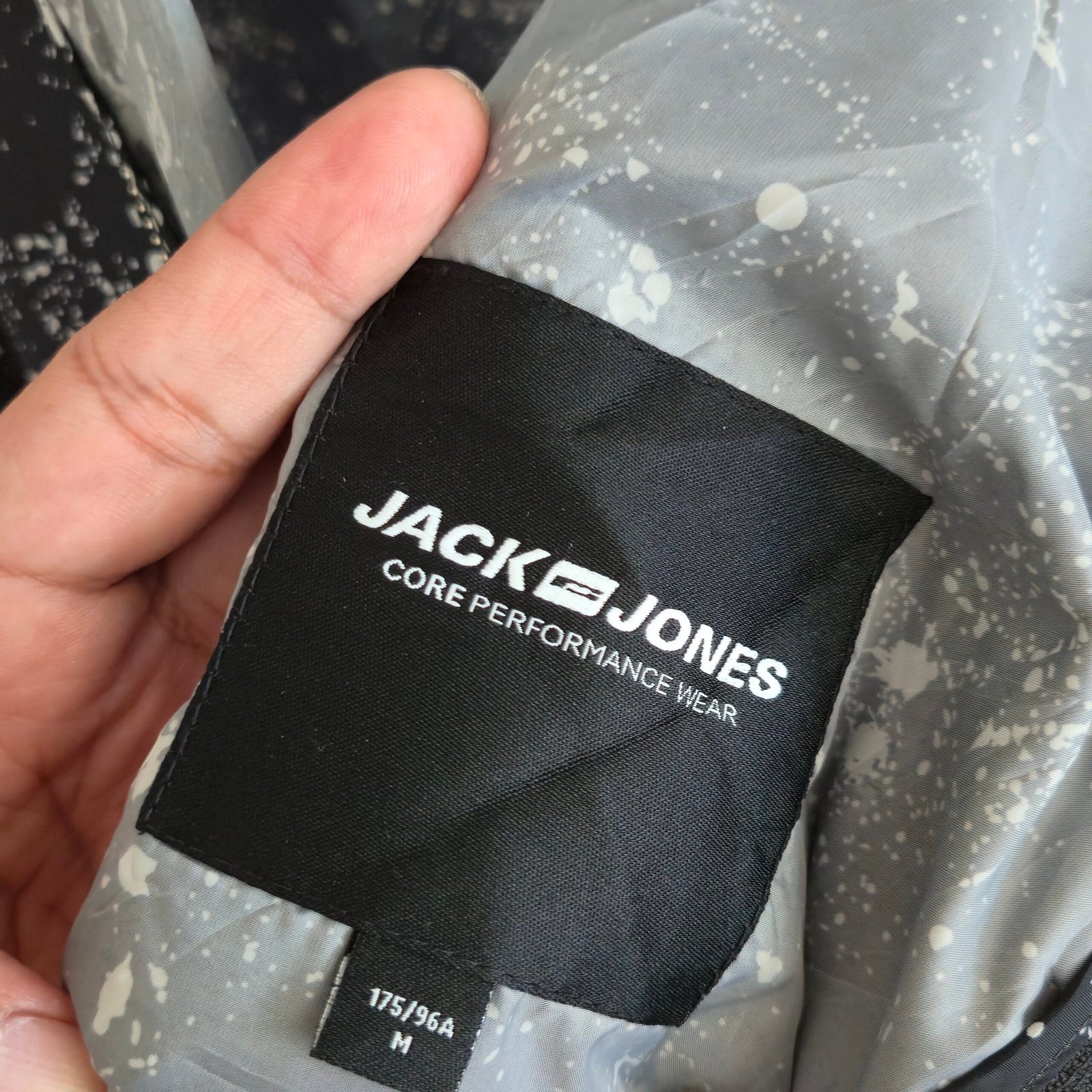 Jack & Jones Core Men's Paint Splatter Hooded Jacket - Black/White (Size M) - Image 5