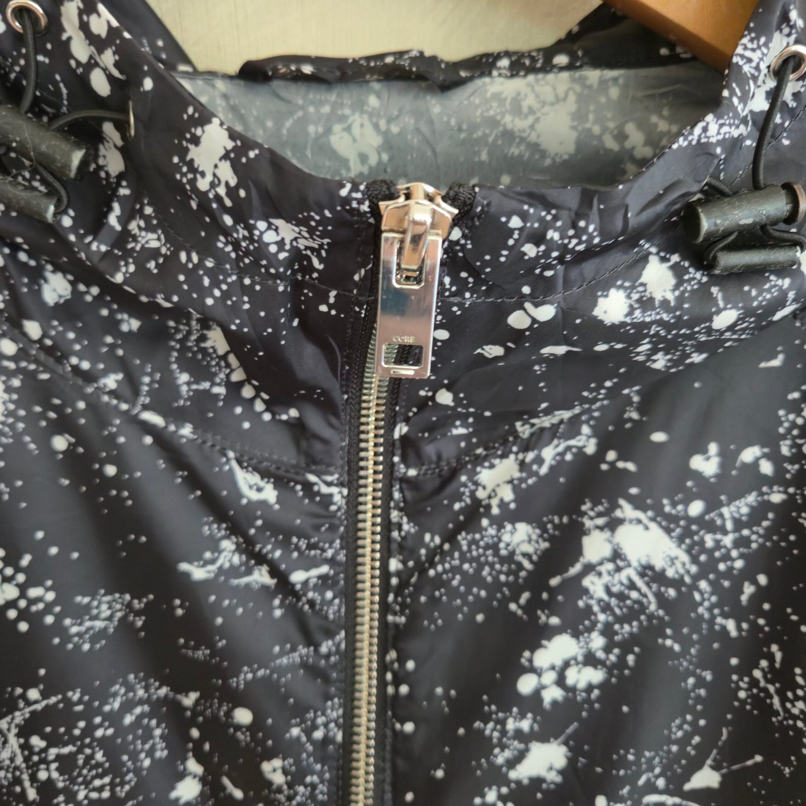 Jack & Jones Core Men's Paint Splatter Hooded Jacket - Black/White (Size M) - Image 3