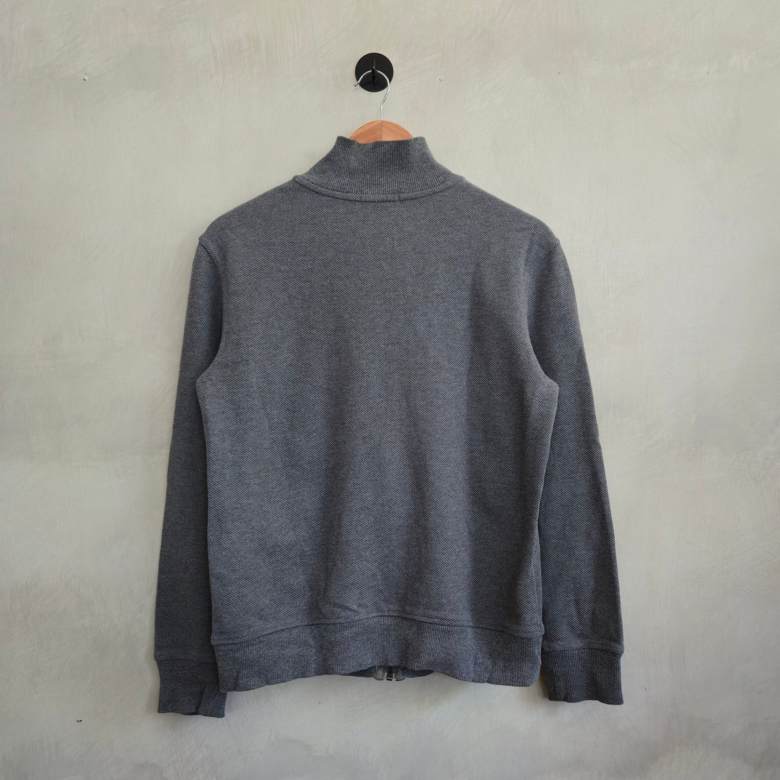 Burberry Black Label Waffle Knit Full-Zip Track Jacket Sweater - Heather Grey (Size 3) - Image 2