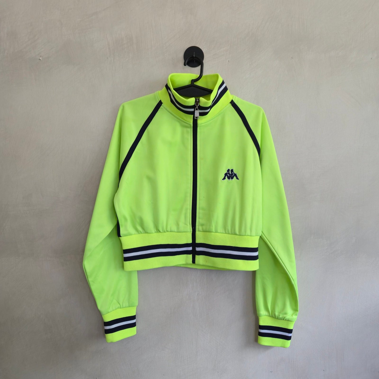 Kappa Women's Cropped Full-Zip Track Jacket - Neon Lime Green