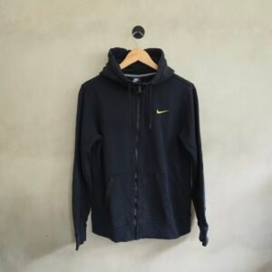 Nike Classic Full-Zip Hooded Sweatshirt - Black & Lime Green / Men's Large