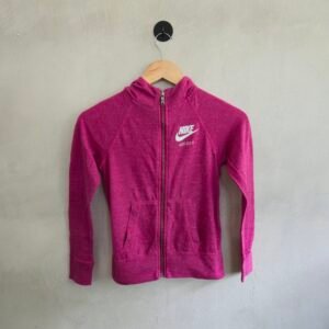 Nike Girls' Full-Zip Hoodie - Magenta Pink Heathered - Lightweight Athletic Jacket Size M (140-150cm)
