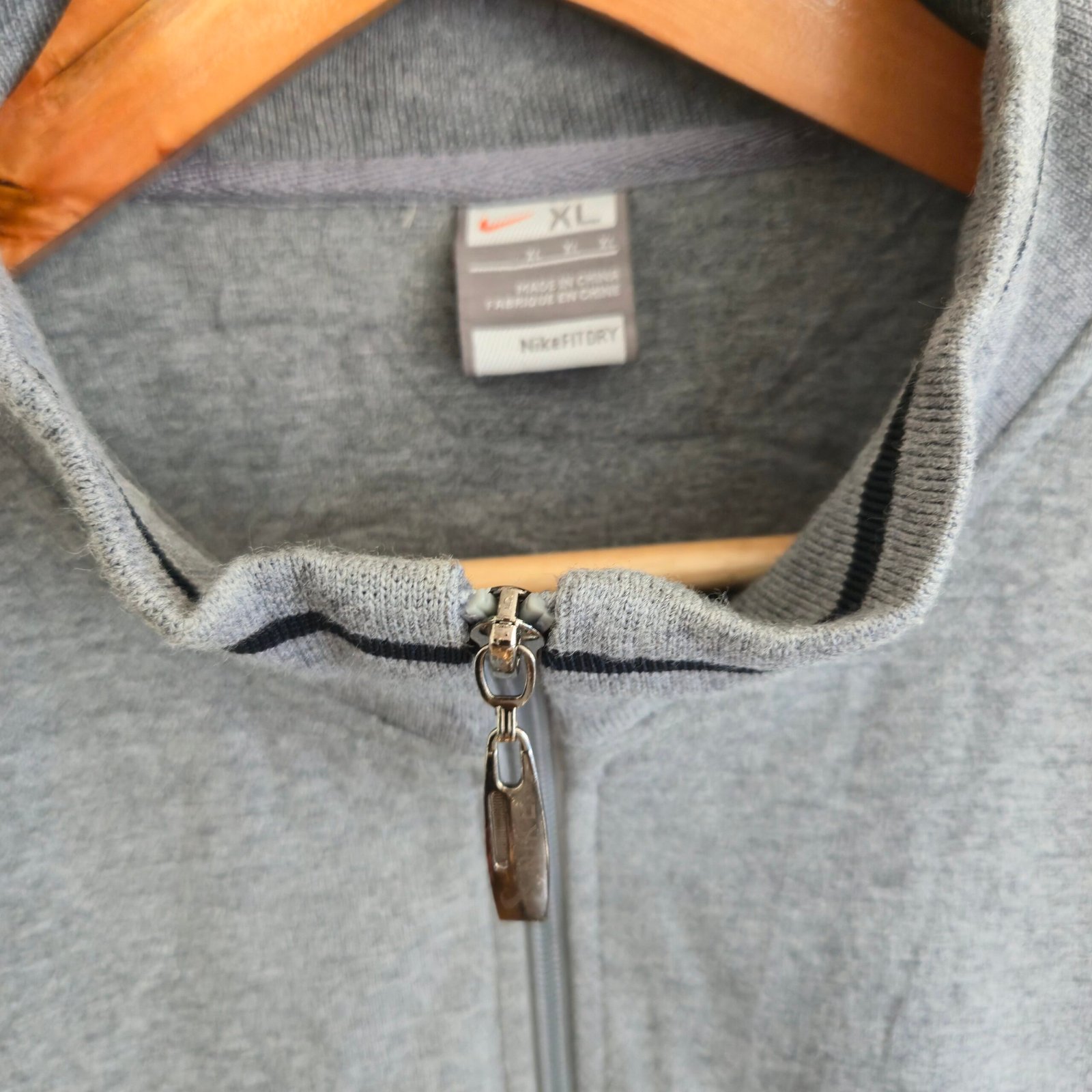 Nike Men's Fit Dry Full-Zip Track Jacket with Shoulder Script – Gray (XL) - Image 3