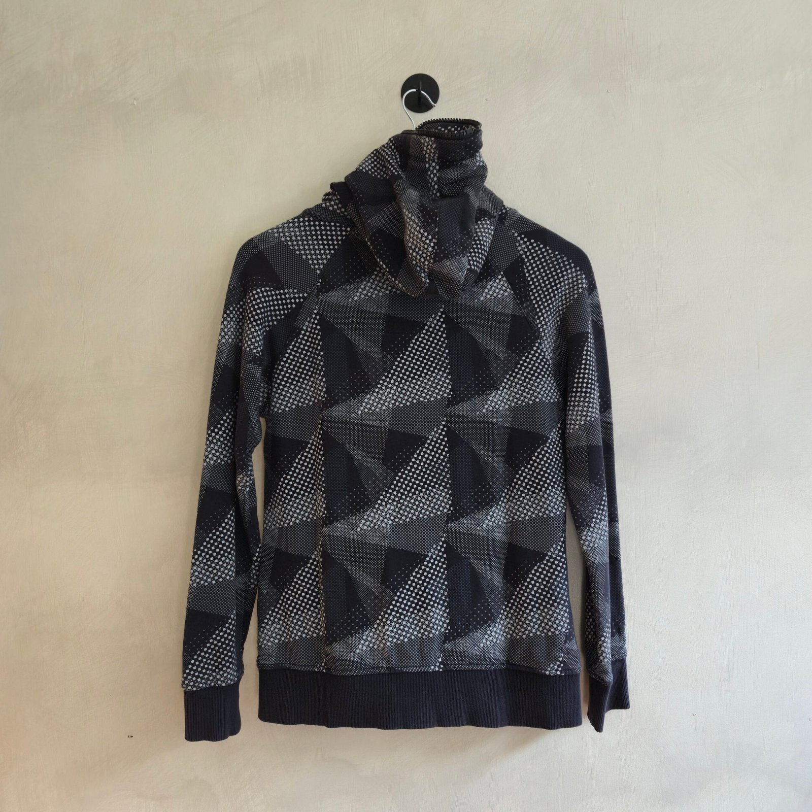 Adidas Women's Geometric Print High-Neck Full Zip Hoodie - Black/Pink - Size L - Image 2