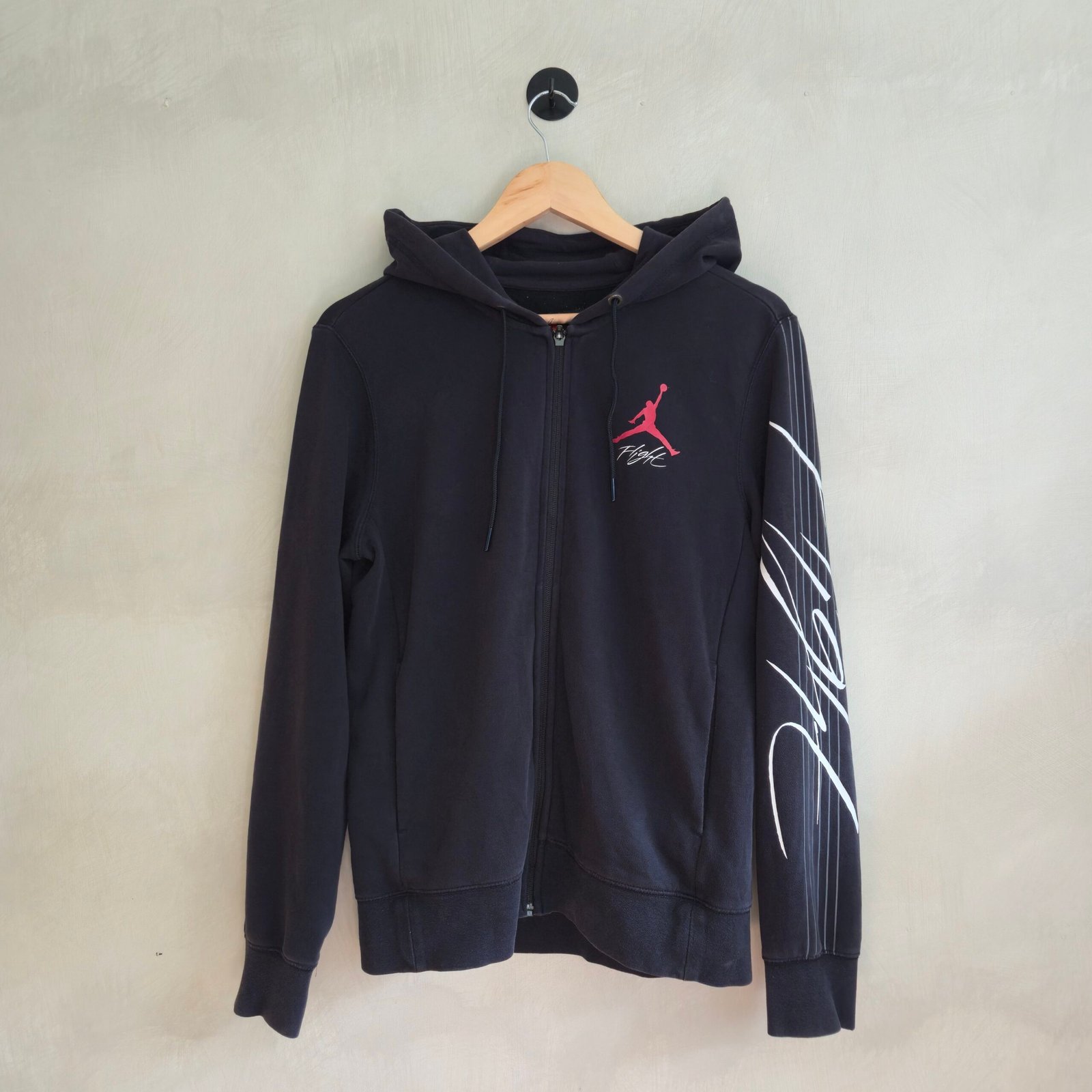 Nike Air Jordan Flight Men’s Full-Zip Hoodie – Black/Red, Size M