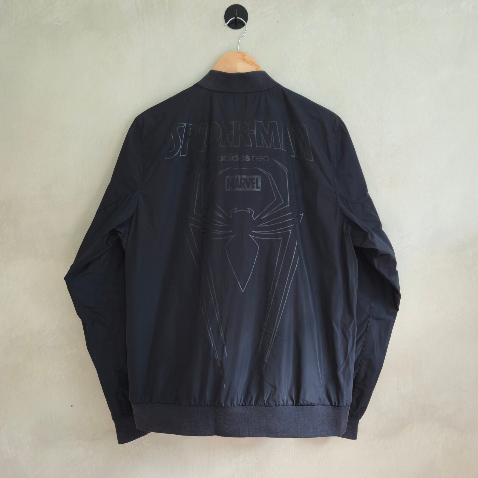 Adidas Neo x Marvel Men’s Spider-Man Bomber Jacket – Black, Size L - Image 2